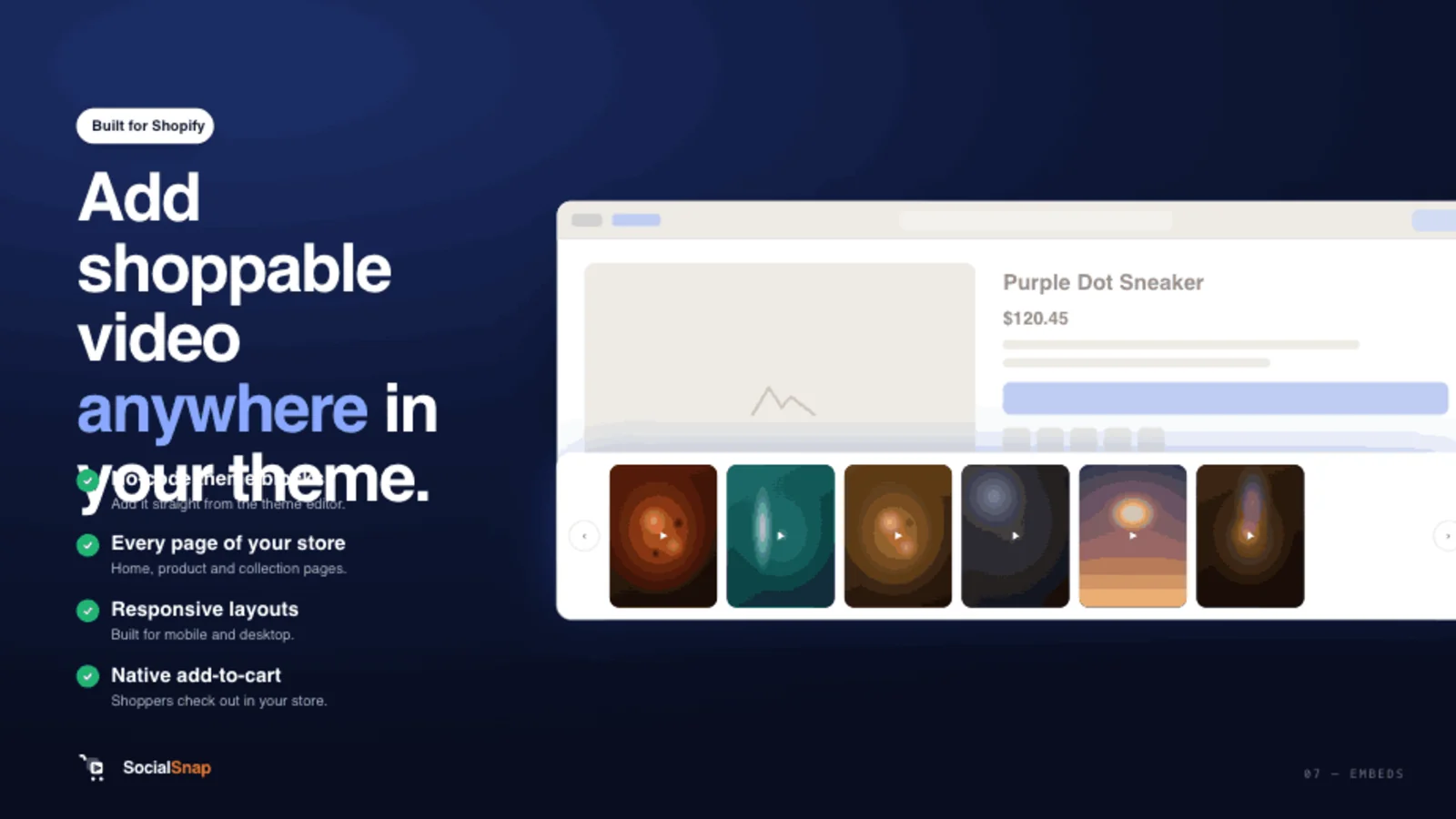 Adding the shoppable video block to a Shopify page in the theme editor